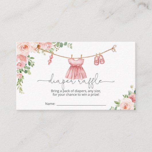 ベビーガール物干しおむつラッフルカード エンクロージャーカード (正面)