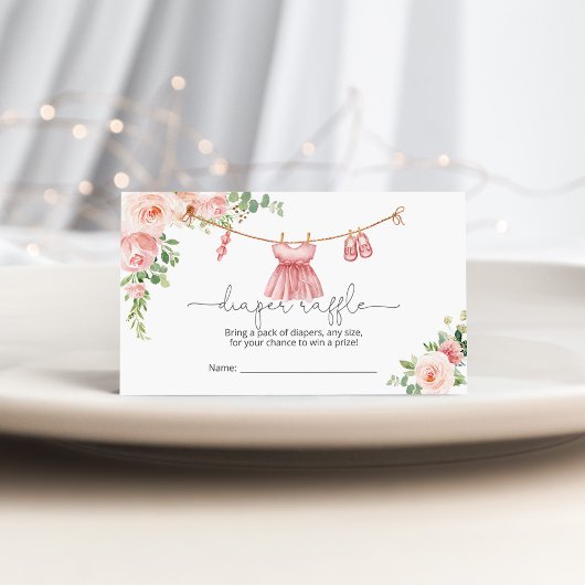 ベビーガール物干しおむつラッフルカード エンクロージャーカード