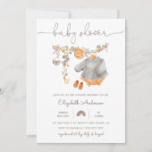 ベビーガール物干し用ベビーシャワー 招待状 (正面)