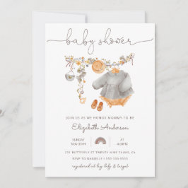 ベビーガール物干し用ベビーシャワー 招待状