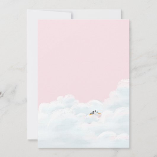 ベビーガール特別配送ストーク赤ちゃんシャワー 招待状 (裏面)