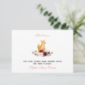 ベビーガール甘いキツネウッドランド赤ちゃんシャワーありがとう サンキューカード (スタンド正面)