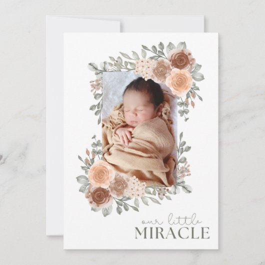 ベビーガール甘いフローラ写真誕生のお知らせ 案内状 (正面)