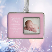ベビーガール生まれたばかりのフォトピンク記念ギフト シルバープレートフレームオーナメント
