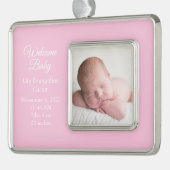 ベビーガール生まれたばかりのフォトピンク記念ギフト シルバープレートフレームオーナメント (左)