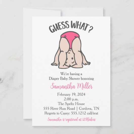 ベビーガール用おむつシャワー招待状 シーズンカード (正面)