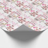 ベビーガール用の水色ヴィンテージトリートカート ラッピングペーパー (角)
