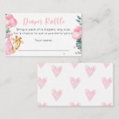 ベビーガール用キリンおむつラッフルカード 名刺 (正面/裏面)