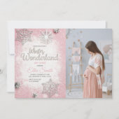 ベビーガール用スノーフレークテーマ 招待状 (正面)