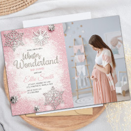 ベビーガール用スノーフレークテーマ 招待状