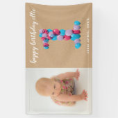 ベビーガール男の子1st誕生日バルーン番号1 横断幕 (縦)