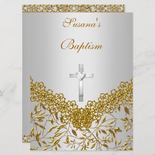 ベビーガール男の赤ちゃんバプテスマ招待状 招待状 (正面/裏面)