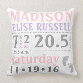 ベビーガール発表ピロー、ピンク、パープル、グレー クッション