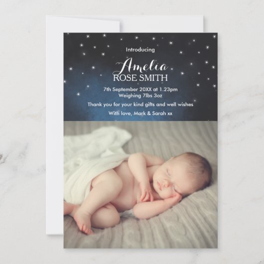 ベビーガール発表/サンキューカード 案内状 (正面)