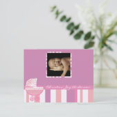 ベビーガール発表 – ピンクベビー乳母車 案内ポストカード (スタンド正面)