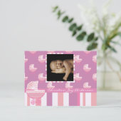 ベビーガール発表 – ピンクベビー乳母車 案内ポストカード (スタンド正面)