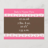 ベビーガール発表 案内ポストカード (裏面)