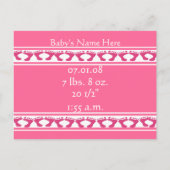 ベビーガール発表 案内ポストカード (裏面)