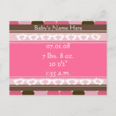 ベビーガール発表 案内ポストカード (裏面)