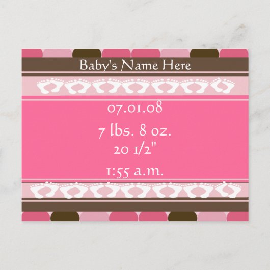 ベビーガール発表 案内ポストカード (裏面)