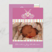 ベビーガール発表 – 蝶 案内ポストカード (正面/裏面)