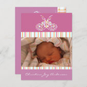 ベビーガール発表 – 蝶 案内ポストカード (正面/裏面)