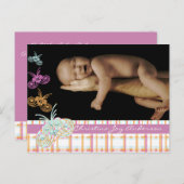 ベビーガール発表 – 蝶 案内ポストカード (正面/裏面)