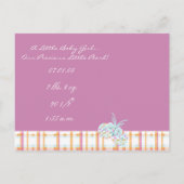 ベビーガール発表 – 蝶 案内ポストカード (裏面)