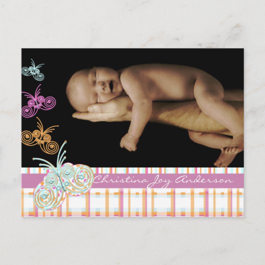 ベビーガール発表 – 蝶 案内ポストカード (正面)
