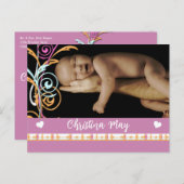 ベビーガール発表 – 蝶 案内ポストカード (正面/裏面)