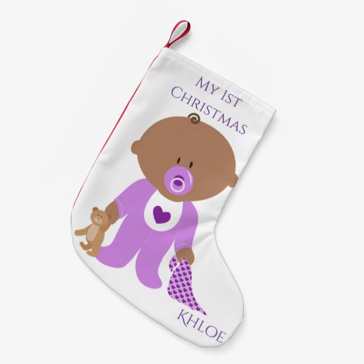 ベビーガール私の1stクリスマスストッキング パーソナライズされた スモールクリスマスストッキング (正面 (吊り時))