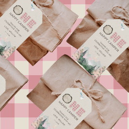 ベビーガール素朴ワンハッピーキャンパーの好意 ギフトタグ