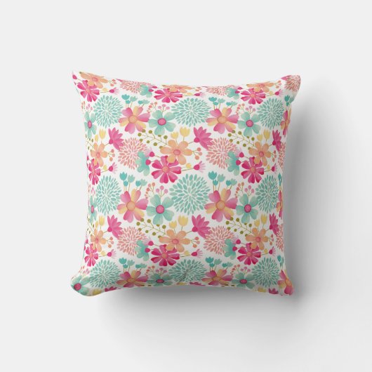 ベビーガール絵を描ズ花柄子供部屋枕 クッション (正面)