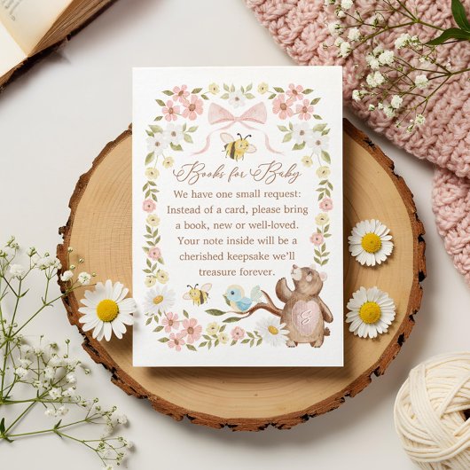 ベビーガール編みフローラウッドランドベア用ブックス エンクロージャーカード