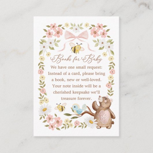 ベビーガール編みフローラウッドランドベア用ブックス エンクロージャーカード (正面)