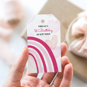 ベビーガール虹とハート（ホットピンク） ギフトタグ