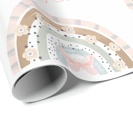 ベビーガール虹の赤ちゃんシャワーギフトラップ ラッピングペーパー (ロールコーナー)