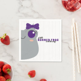 ベビーガール角付きカエル紫の赤ちゃんシャワー スタンダードカクテルナプキン