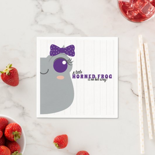 ベビーガール角付きカエル紫の赤ちゃんシャワー スタンダードカクテルナプキン (インサイチュ)