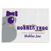 ベビーガール角付きカエル紫 ラージペーパーバッグ (正面)