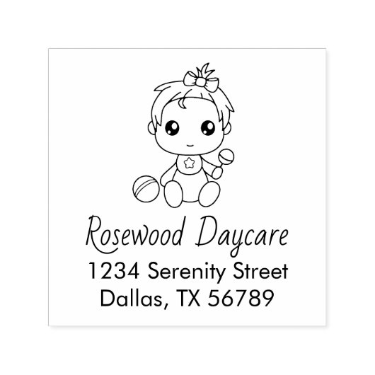 ベビーガール託児所住所2 セルフインキングスタンプ (デザイン)