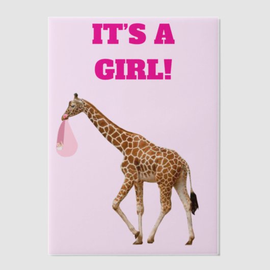 ベビーガール誕生の発表Vellumオーバーレイ ベラム紙招待状 (正面)