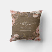 ベビーガール誕生スタッツウッ素朴ドフローラピンクローズ クッション (裏面)