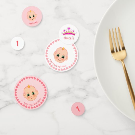 ベビーガール誕生日オンピンク&ホワイト コンフェッティ (グループ)