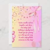 ベビーガール誕生日カード 招待状 (裏面)