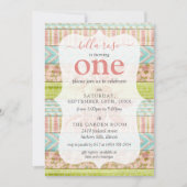 ベビーガール誕生日シャビーバラコテージカスタム時代 招待状 (正面)