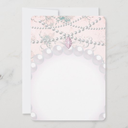 ベビーガール誕生日シャワーパールズレオパード 招待状 (裏面)