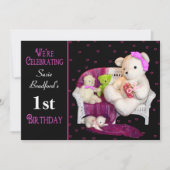 ベビーガール誕生日パーティーの招待、年齢の挿入 招待状 (正面)