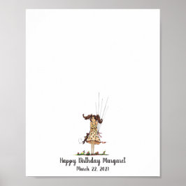 ベビーガール誕生日指紋ゲストブック ポスター