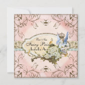 ベビーガール誕生発表 – 妖精の国プリンセス 案内状 (正面)